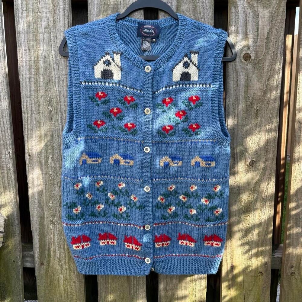 Cottagecore Wool Medium Farm Floral Vintage Vest